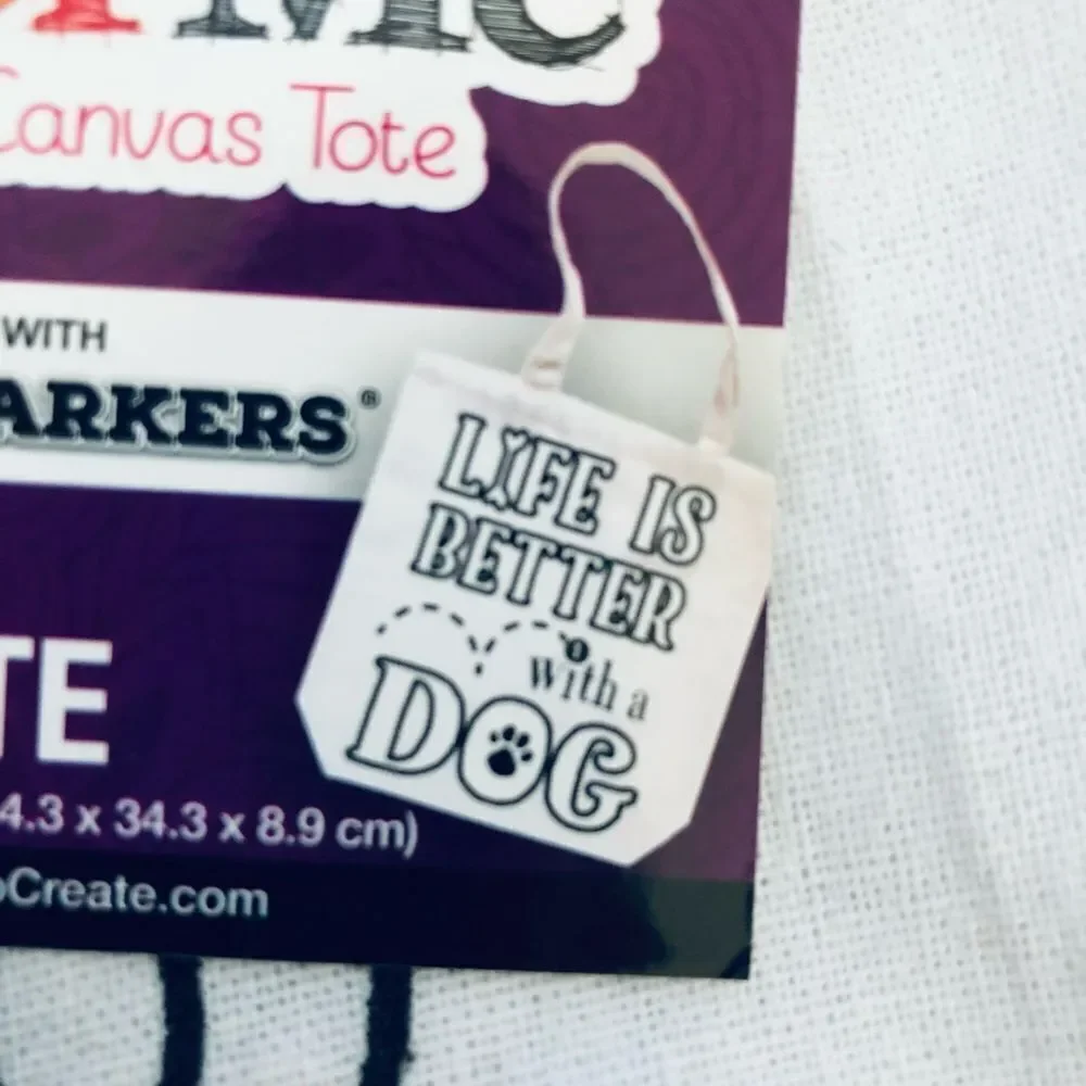 Color Me Canvas Tote Bag Life is Better with a Dog
